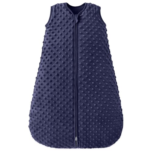 Image of FILLEEP Fleece Baby Sleep Sack 0-6 Months 2.5 Tog with Plush Dots, Winter Baby Wearable Blanket for Infant Toddler Sleeping Sack 2-Way Zipper Warm Sleepsack, Navy