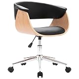 Fisinber Sedia da ufficio girevole in similpelle, 59,5 x 58 x 66 – 74 cm, altezza regolabile a 360° con ruote ergonomiche