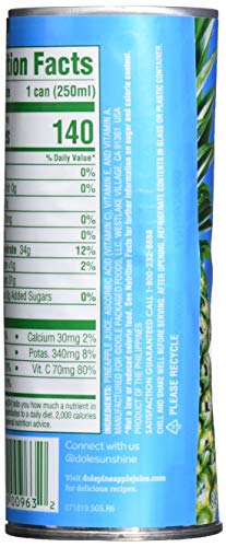Dole 100% Pineapple Juice/8.4Oz Can/#77370, One Size, Multicolored #TOP3