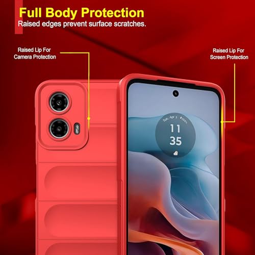 Image of amazon basics Basic Case for Motorola Moto G34 5G / G45 5G (Silicone Red)