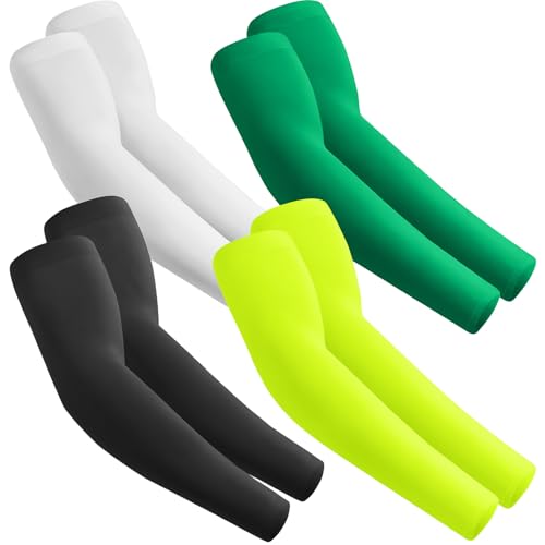 Image of fuinloth Arm Sleeves Compression UV Protection Gaming Sleeve to Cover Arms Cricket Running for Men/Women Black+White+Green+Fluorescent