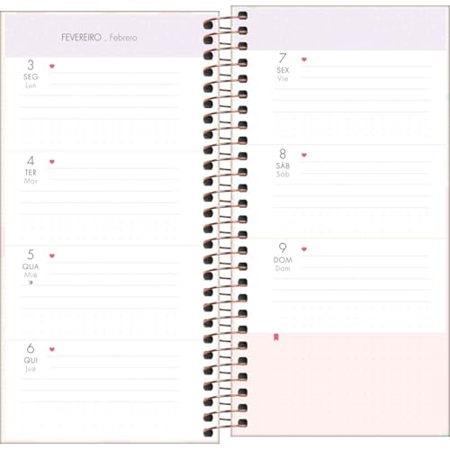 Tilibra - Planner Espiral 11,9 x 24 cm Soho 90 G 2025 - Bolas Grandes Rosa - Empathy