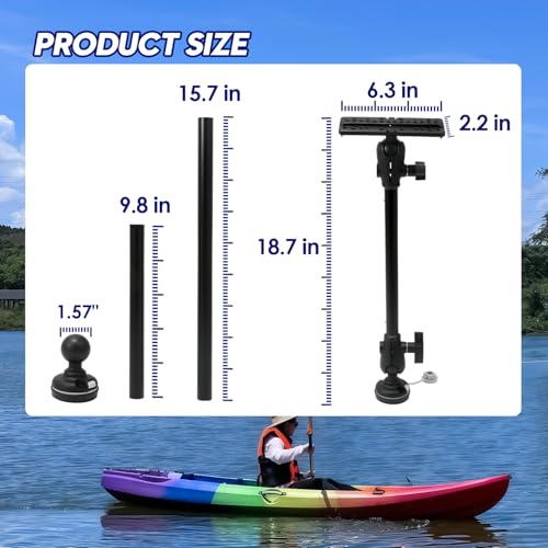 Image of 1.5 inch / C Size Ball Fish Finder Mount, 360Rotation, 2 PCS (18-22 inch) Arm with Base Protection Cover, Marine Electronic /Depth Finder Mount for Boats, Compatible with Garmin, Lowrance, Humminbird and More