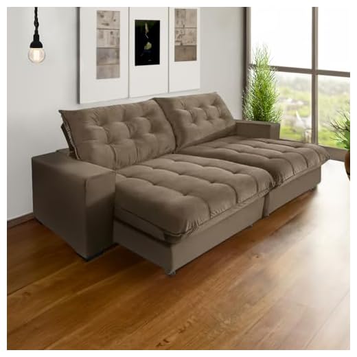 Sofá Califórnia Retrátil e Reclinável 5 Lugares 2,50m com Molas Ensacadas e Pillow Castor