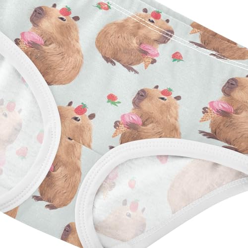 Wusikd Capybara Strawberry Girls' Underwear Cotton Ice Cream Girls Briefs Soft Toddler Underwear 2T4
