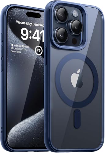 Image of DIZORO iPhone 15 Pro Max Case,Compatible with MagSafe, Non Yellow Military-Grade Drop Protection & Hard PC Back Cover Slim Transparent Anti-Scratch Shockproof Phone Case (Titanium Blue)