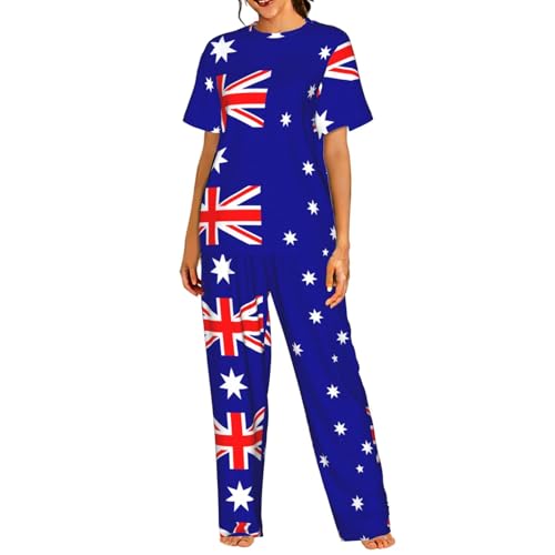 Pyjama court femme imprimé Australie doux et respirant | Ensemble homewear extensible