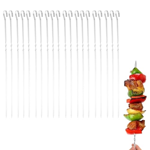 SGERUFZ Set di Spiedini in Acciaio Inossidabile Antiruggine, 20 Pezzi, Stuzzicadenti Lunghi per Barbecue
