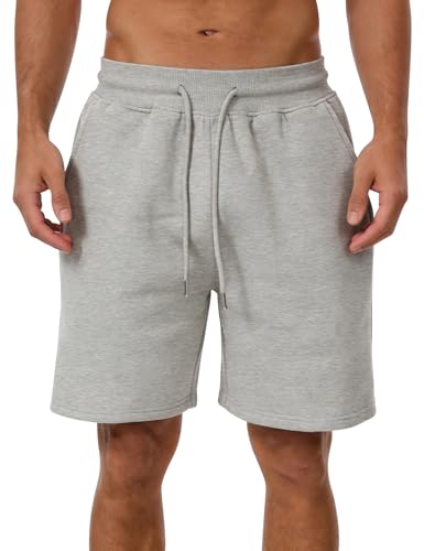 HeSaYep 2026 Mens Athletic Gym Sweat Shorts Cotton Workout Running Shorts Casual Summer Baggy Lounge Sleep Pajama Shorts Sport Jogger Shorts Grey L