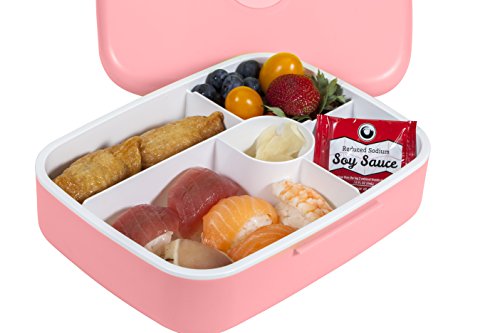 MAIRICO Premium Bento Lunch Box (Pink) for Adults and Kids - Beautiful 5 Compartment, BPA free, Leak-proof, Microwave, Freezer and Dishwasher Safe