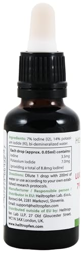 Lugolsche Jodlösung 7% 30ml | 21% Lugols liquid Formulierung | Inhaltsstoffe in pharmazeutischer Qualität | 7 Prozent elementares Jod und 14% Kaliumjodid | Lugolsche Lösung | Heiltropfen®