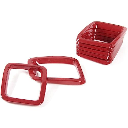 Image of Front Grille Grill Inserts Cover Compatible with Jeep Compass 2017 2018 2019 2020 2021 ABS Grill Cover Rings Frame Trims Kit 7PC (Red)