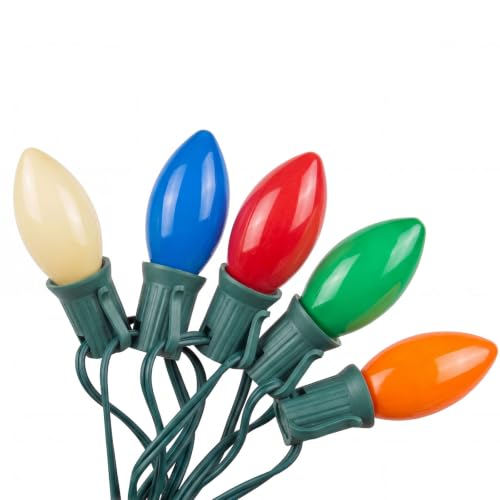 GOOTHY Vintage C9 LED Christmas Lights Outdoor, 50Ft C9 Retro Christmas Lights with 52 Shatterproof LED Colorful Bulbs for Indoor Outdoor Patio Backyard Roofline Garden Party Pathway Xmas Decorations