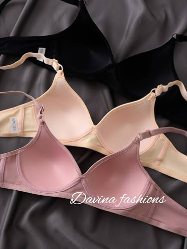 Image of DAVINA FASHIONS Women's & Girl's Cotton Soft Padded Push Up Wire Free Bra (Multi-Mix-Colors) (Pack-of-2) Random Colours as per Availability