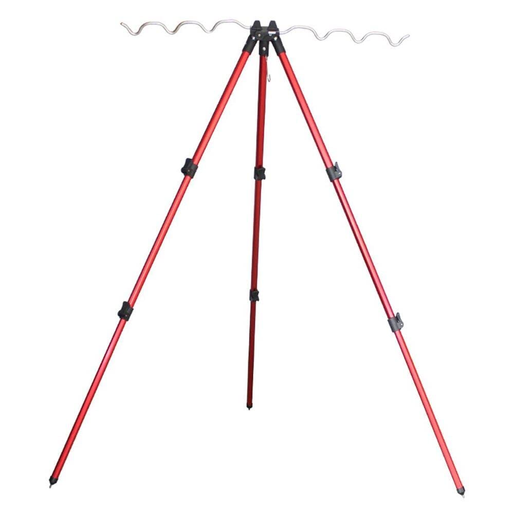 Tripode Pesca Telescópico Altura Ajustable Barras de Pescar Titular Plegable Trípode Soporte Pesca de mar Pesca Soporte Soporte para cañas de Pescar (Color : Red)