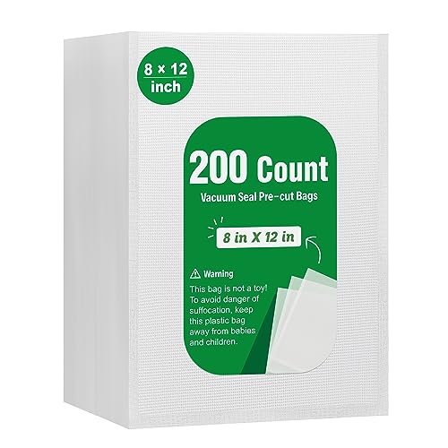 Syntus 200 Count Vacuum Sealer Bags Quart 8 x 12...