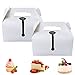 10 Pezzi Scatola per Torta, Scatola per Torte in Cartone, Scatola Pasticceria con Manico, Scatola Torta con Scomparto Carta e Adesivo Nero per Servire Torte, Pane, Dolci, 16,2 x 9,2 x 8cm (Bianco)