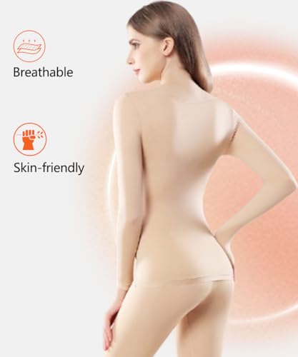 2 Pack Women's Thermal Undershirt- Super Stretchy, Ultra Thin Silky Tech Tops for Everyday Comfort and Sports3