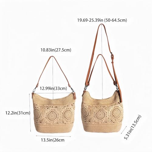 Image of Eiyye Boho Crochet Crossbody Bag Women Handmade Hobo Purse Large Tote Bag for Summer BeachTravel Daily Use