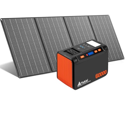 Takki Solar Generator 250W Portable Power Station with 40W Solar Panels 222Wh Pure Sine Wave Camping...
