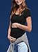 Liu & Qu Women's Maternity Classic Side Ruched T-Shirt Tops Mama Pregnancy Clothes Black