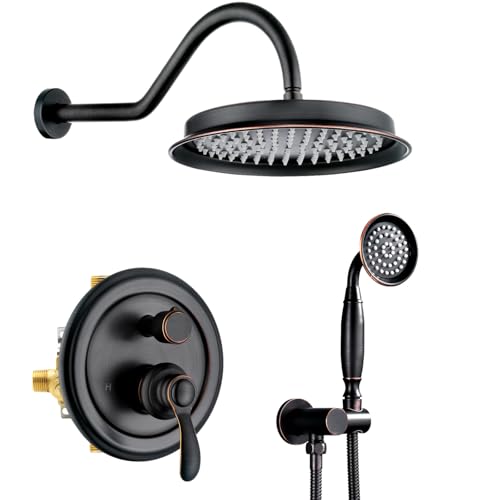 Homekicen Antique Rain Shower Faucet Set, Oil Rubbed Bronze