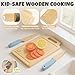 29 PCS Wooden Kids Cooking Set, Toddler Montessori Cooking & Baking Kitchen Tools for Real Cooking, 3 Knifes, Real Cutting Board, Apron, Kid Safe Kitchen Utensils for 3+ Year Old Boys Girls Gift