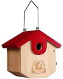 SISTERBIRD Wren Bird Houses for Outside, Bird House Warming Gifts, Red