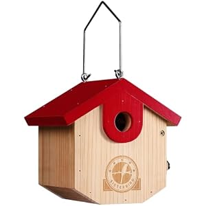 SISTERBIRD Wren Bird Houses for Outside, Bird House Warming Gifts, Red