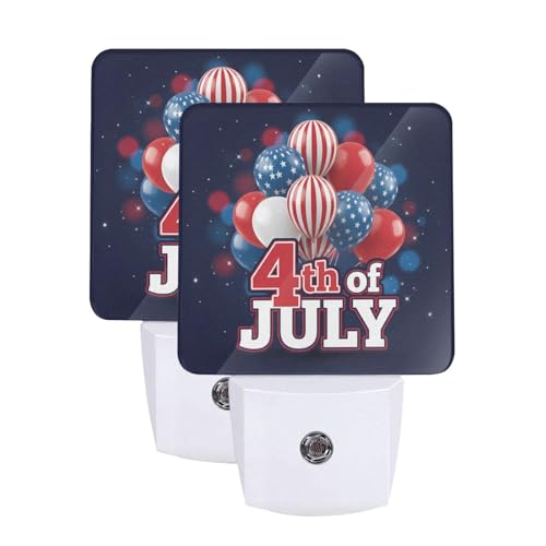 Image of Futterya Plug-in LED Night Light, 4th of July Patriotic Balloons Set of 2 Dusk-to-Dawn Auto Sensor Decor Lamp