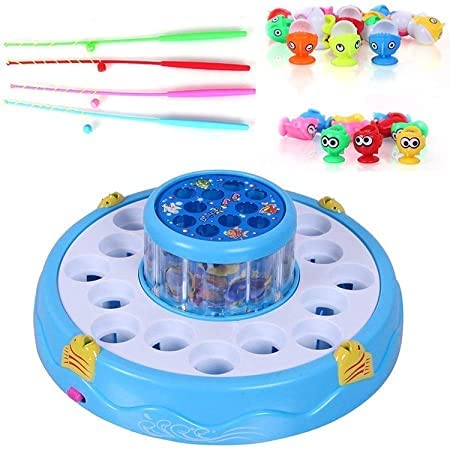 ZOYO 2Rotary Fishing Pond Musical Seven Fishing Pond 2 Layer Fishing 4pcs Fish 26 pcs Battery Operated (Multi-Color)