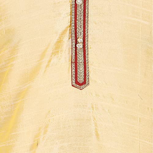 Image of SKAVIJ Men's Art Silk Embroidered Kurta Pajama Set Woven Design Festive Party Dress