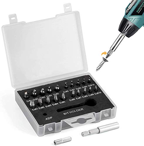 Screw Extractor, Funxim 22 Pcs Broken Screw Removal Tool with Damaged Screw Extractor Set for Broken Screw or Bolt Stripped Remover