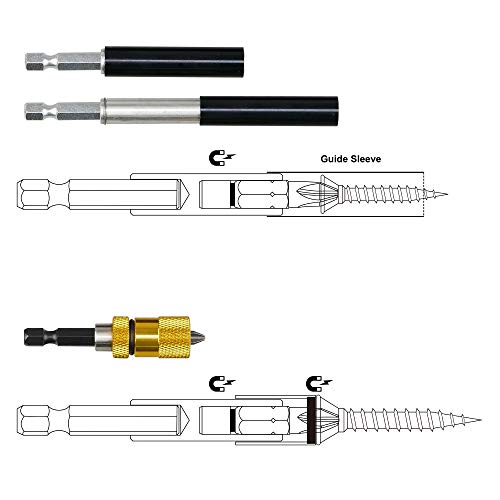 Kaifnt K406 Magnetic Bit Holder Set With Guide Sleeve And Adjustable Depth Magnetic Tip, 3-Piece #TOP3