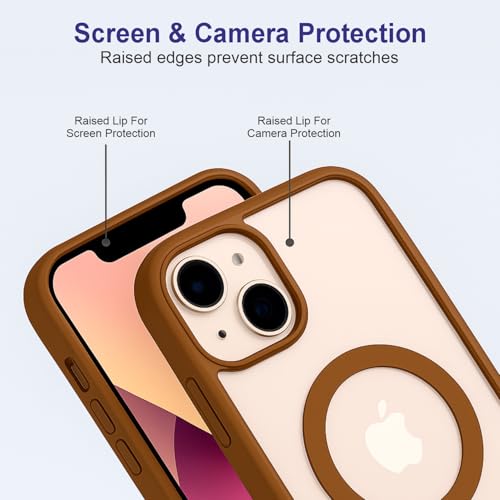 Image of AIBEX Clear Mag-Saf Case for iPhone 13 Pro | Strong Magnetic Lock, Anti-Yellowing Transparent Back, Military-Grade Drop Protection, Slim Lightweight Cover with Camera Guard - Brown