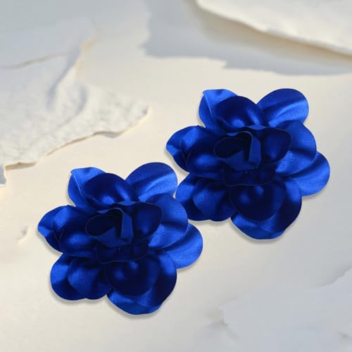Image of 2Pack 6inch Extra Large Satin Brooches Lapel Pins Dainty Elegant Fabric Camellia Rose Flower Brooch Pin for Women Wedding Part Dance Clothes Accessories Jewelry