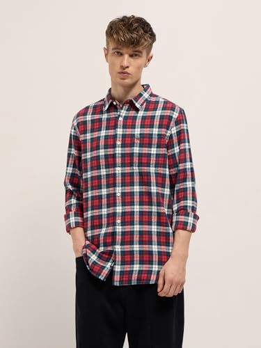Image of THE BEAR HOUSE Men's Multi-Color Slim Fit Flannel Tartan Check Cotton Casual Shirt
