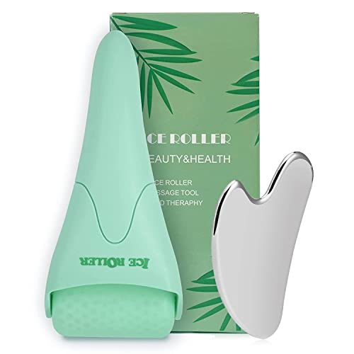 Wonderwin Ice Roller & Gua Sha Set, Ice Roller Gua Sha Board Massage Tool Set, Facial Skin Care Roller Massager Muscle Relaxing Wrinkles Relieving, Whole Body Relive Devices