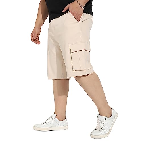 Image of Instafab Plus Men's Cargo Shorts for Casual Wear | 6 Pockets | Plus Size Fit | Button Closure | Cotton Poly Cargo Shorts Crafted with Comfort Fit for Everyday Wear