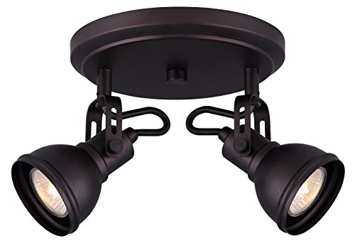 Canarm Polo 2-Light Track Lighting, Oil Rubbed Bronze Adjustable Ceiling or Wall Fixture Industrial...