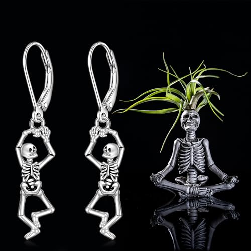 Skeleton Earrings for Women Halloween Skull Earrings Dangle for Costume and Parties Scary Skeleton Bone Drop Earrings Retro Halloween Accessories 7