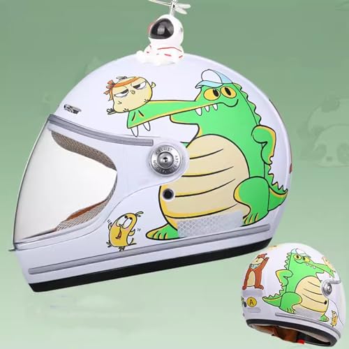 QJWMatic Kinder Motorrad Integralhelm Racing Motocross ATV Helm Jungen Mädchen Straße Elektro Moped Helm für 4-15 Jahre Kinder D,46-53CM