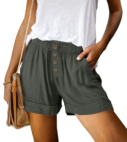 Image of KISSMODA Womens Summer Shorts Leopard /Camo /Solid /Floral Print Elastic Waist Pocketed Casual Pants