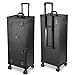 BYOOTIQUE Black Rolling Makeup Case Trolley Lockable with Mirror Light Pro Large Cosmetic for Artists Hair Stylist Barber Organized