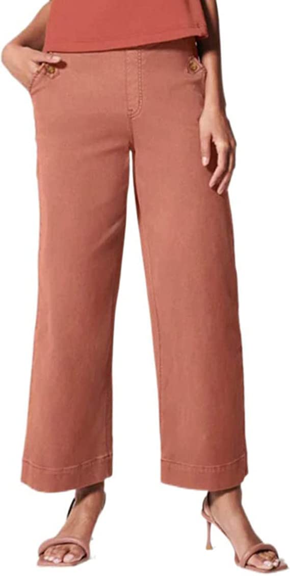 Stretch Twills Cropped Wide Leg Pant High Waist Casual Wide Leg Cropped Pants for Women Tummy Control with