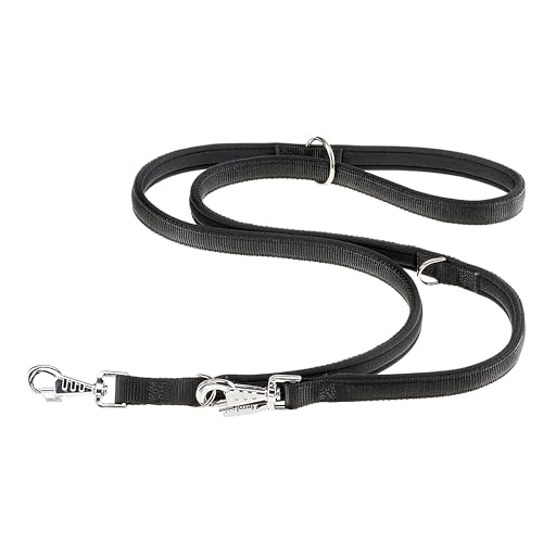 Ferplast Daytona GA Guinzaglio per Cani da Addestramento Extraresistente - 3 Lunghezze Regolabile - Morbida Impugnatura Imbottita - Antiabrasione - Design Italiano - 200 x 1,5 cm, Nero