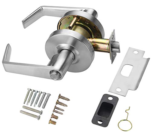 Product Deal Heavy Duty Commercial Cylindrical Lever Door Lock (Privacy/Bathroom Function, Satin Chrome, 26D) Non-Handed, Grade 2 Industrial Door Handle - UL 3 Hour Fire Rated & ADA Compliant
