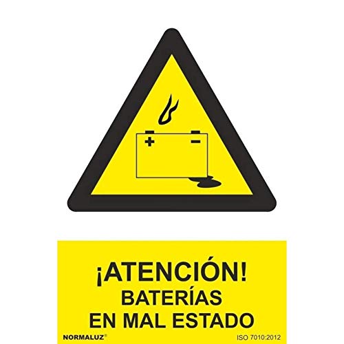 Normaluz Rd30045 - Señal ¡Atención! Baterías En Mal Estado Pvc Glasspack 0,7 Mm 21X30 Cm Con Cte, Ripci