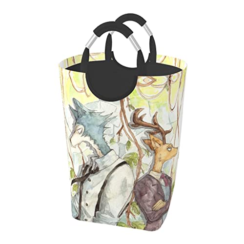 でおしゃれ 大容量 洗濯かご ビースターズ (5) ランドリーバスケット ランドリーかご 洗濯かご 衣類収納ボックス 撥水加工 取っ手付き 四角形 ランドリーバスケット 収納便利