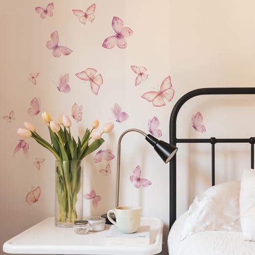 Vinilos Decorativos de Mariposas Acuarela Rosa para Pared miniatura 6